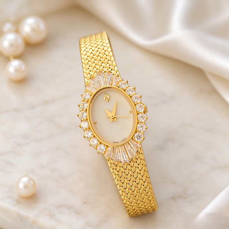 Vintage Brass Gold Mesh Watch Japan Quartz Movement Fine Jewelry