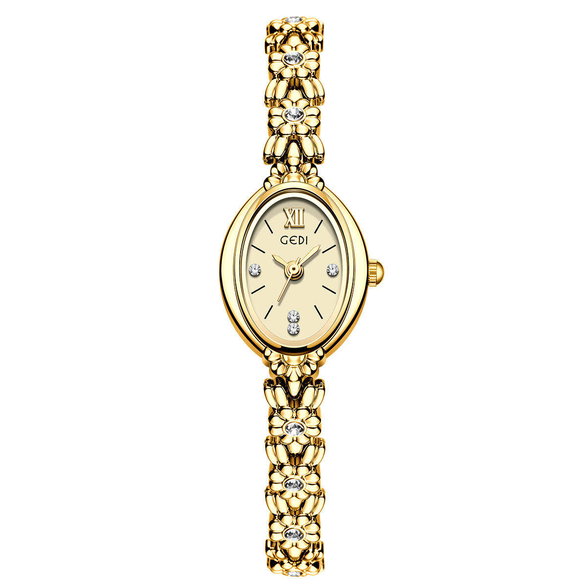 Vintage Flower Link Gold Women Watch | Fashion Quartz Wristwatch - Image 2