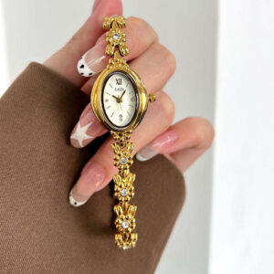 Vintage Flower Link Gold Women Watch | Fashion Quartz Wristwatch
