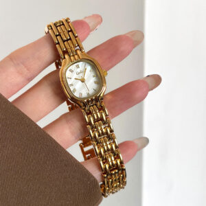 Vintage Tonneau Mother‑of‑Pearl Gold Women Watch | Fashion Quartz Wristwatch