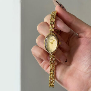 Vintage Oval Bow Crystal Gold Women Watch | Fashion Quartz Wristwatch